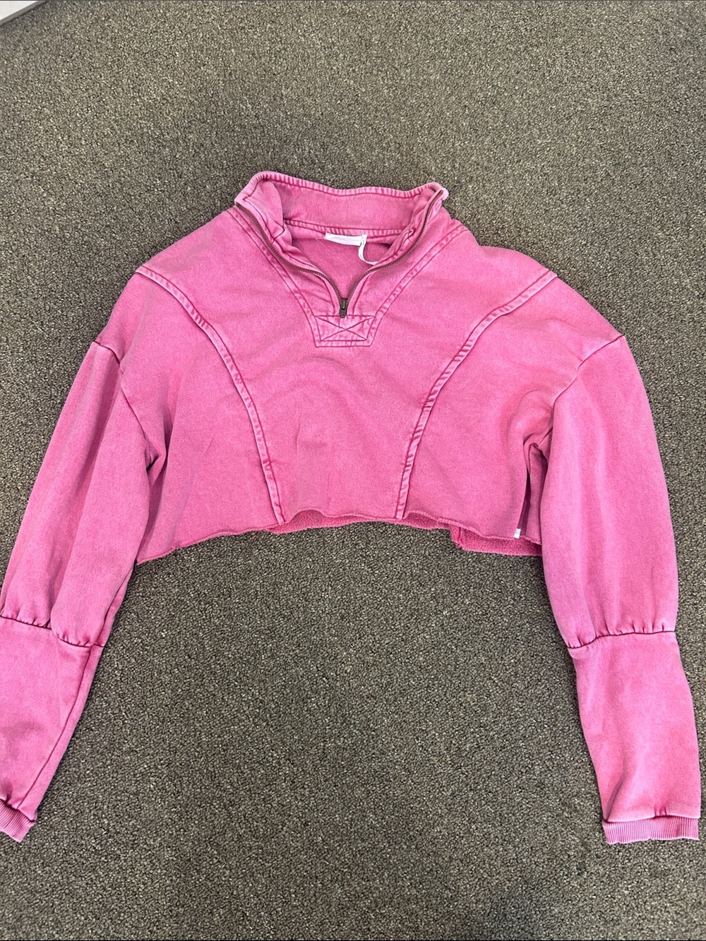 Urban Outfitters Washed Pink Cropped Quarter-Zip Pullover